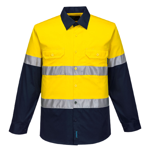 Portwest Mens Prime Mover Taped Hi-Vis Lightweight Long Sleeve Shirt Work MA801-KarWorkwear