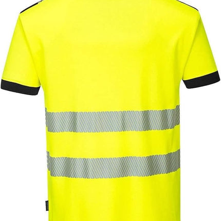 PW3 Hi-Vis Polo Shirt S/S - T180, Yellow/Black, Medium