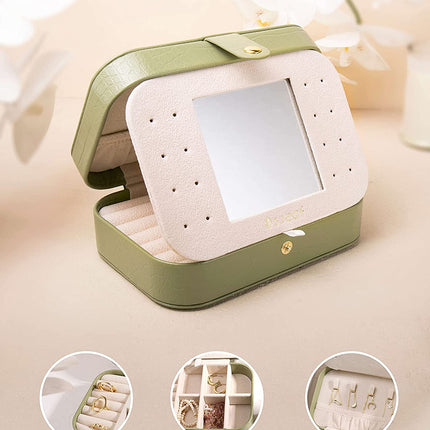 Travel Jewelry Box - Portable Case for Women (18 Crocodile Avocade Big)