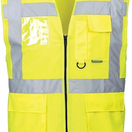 Berlin Executive Hi-Vis Vest Visibility Reflective Safety Security Work Top ANSI 2, Yellow, Medium