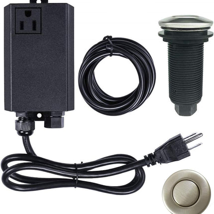 Garbage Disposal Air Switch Kit Sink Top Waste Disposal Long Stainless Steel Brushed Nickel On/Off Air Button Food and Waste Disposals Part by