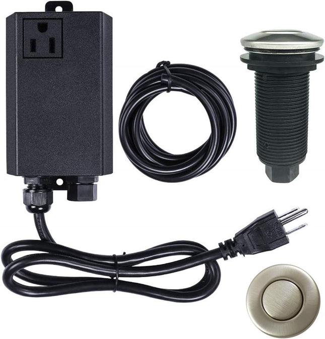 Garbage Disposal Air Switch Kit Sink Top Waste Disposal Long Stainless Steel Brushed Nickel On/Off Air Button Food and Waste Disposals Part by