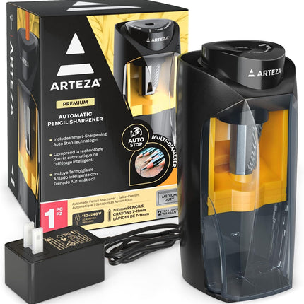 Electric Pencil Sharpener, Black, Fits 7–11-Mm Pencils, Auto-Stop, Office Supplies for Teachers, Students, Classrooms, and Art Studios