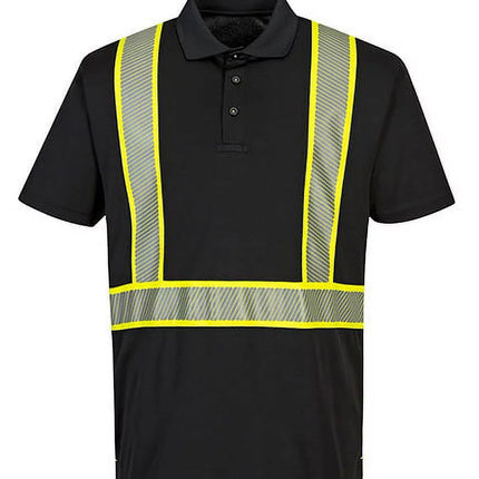 F140 Mens Reflective Iona Workwear plus Work Polo Shirt Black, 4X- Large-KarWorkwear