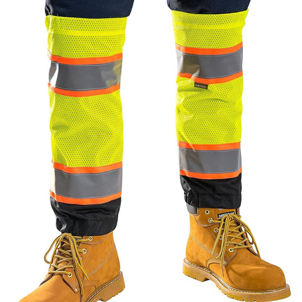 US389 Lightweight Hi Vis Reflective Two-Tone Gaiters Yellow/Black