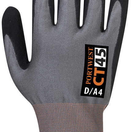 CT45 Cut Resistant D18 Nitrile Work Glove Gray/Black, Large-KarWorkwear