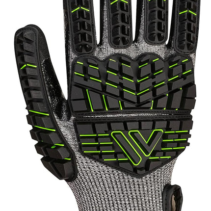 A755 anti Impact Safety Work Gloves - Nitrile Foam Cut Resistant & Impact Reducing Protective Work Gloves Black/Green, Large