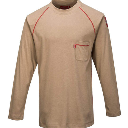 FR01 Bizflame Flame Resistant Crew Neck Sweatshirt Khaki, Large