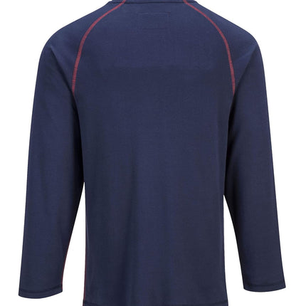 FR01 Mens Flame Resistant Bizflame Long Sleeved Crew Neck T Shirt ASTM, Navy, Large