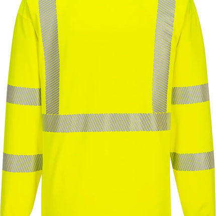 S195 Men'S Hi Vis Reflective Tape Long Sleeve T-Shirt Yellow, Large