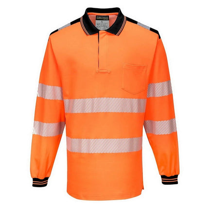 T184 Pw3 Hi-Vis Polo Shirt L/S-Yellow/Black-3Xl-KarWorkwear