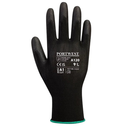 A120 Work Gloves PU Palm Dipped Abrasion and Tear Resistant Black, 3X-Large-KarWorkwear