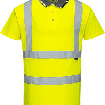 S477 Hi-Vis Short Sleeve Polo Shirt Yellow, Large-KarWorkwear