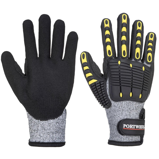 A722 anti Impact Safety Work Gloves - Cut Resistant and Impact Reducing Protective Gloves Gray/Black Grey/Black, Large