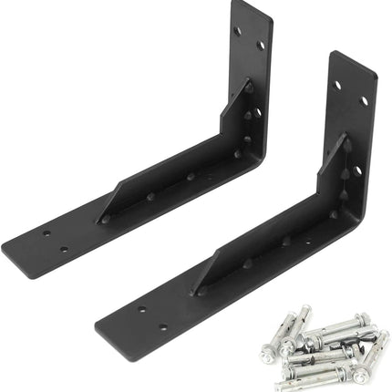 Countertop Support Brackets Heavy Duty, 8" X 6" Max Load 365 Lb 5 Mm Thick Iron Industrial Shelf Brackets, White Metal Farmhouse Wall Mounted Floating L Support for Hanging DIY Open Shelving