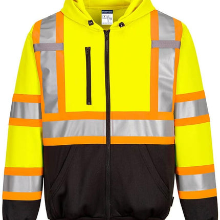 CA170 Men'S Hi Vis Contrast Reflective Hoodie Yellow, X-Large