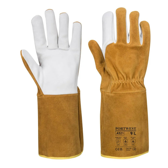 A521 TIG Ultra Welding Gauntlet Gloves Brown, Large-KarWorkwear