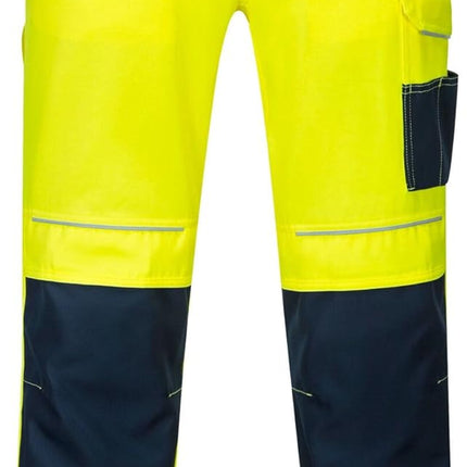 PW340 Hi Vis Work Trousers High Visibility Safety Pants with Durable Polycotton and Kneepad Pockets