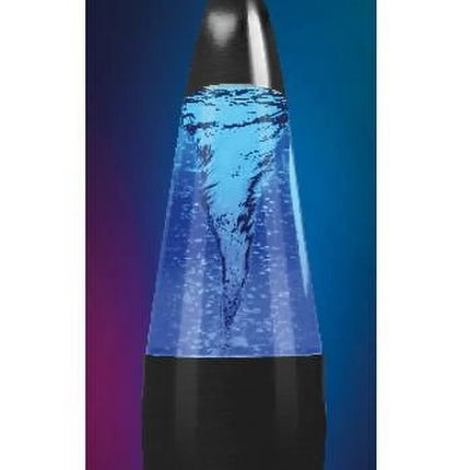 12" LED Tornado Lamp with Blue Glitter, Battery-Operated, Black Metal Base