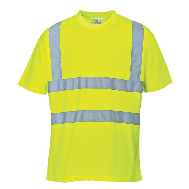 Hi-Vis T Shirt Viz Visibility Reflective Safety Work Wear Top ANSI 2, Medium Yellow