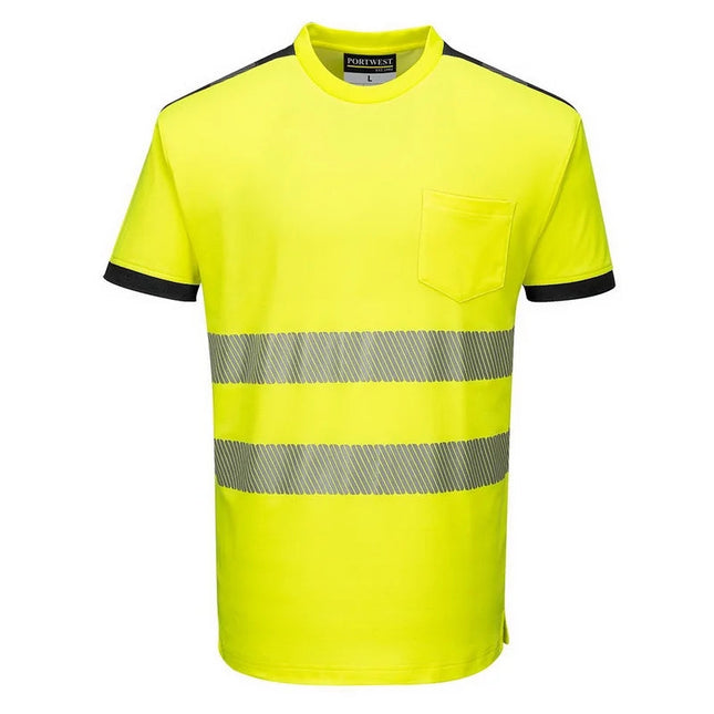 T181 PW3 Hi-Vis Short Sleeve Safety T-Shirt Yellow/Black, Medium-KarWorkwear