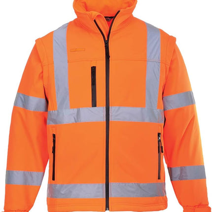 Hi-Vis Softshell Jacket Visibility Reflective Safety Work Wear Water Repellent ANSI 3, Yellow, Large