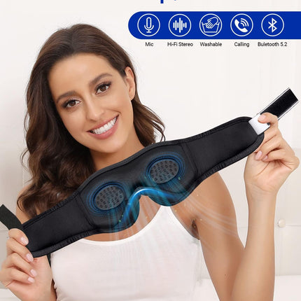 Sleeping Headphones Eye Mask, Sleep Mask with Bluetooth Headphones 3D Eye Mask Wireless Music Cotton Sleep Cover for Side Sleepers Nap Insomnia Air Travel Meditation Gifts for Unisex