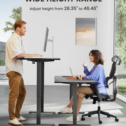 Height Adjustable Electric Standing Desk, 47.2 X 23.6 Inches Sit Stand up Desk, Memory Computer Home Office Desk with Two-Piece Desktop (Black)