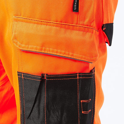 PW340 Hi Vis Work Trousers High Visibility Safety Pants with Durable Polycotton and Kneepad Pockets