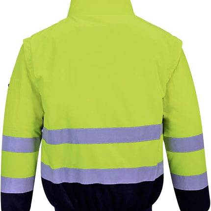Hi-Vis Pilot Jacket Visibility Reflective Safety Protective Work Wear Coat ANSI 3, Yellownavy, Large