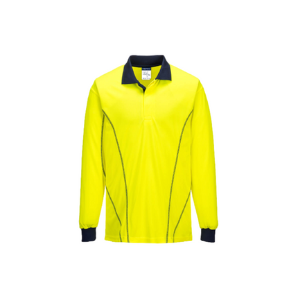 Portwest AirMesh Long Sleeve Polo Shirt Yellow Comfortable Taped Hi Vis MP512-KarWorkwear