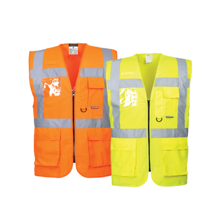 Portwest Berlin Executive Vest Hi Vis Front Zip Open Reflective Work Safety S476-KarWorkwear