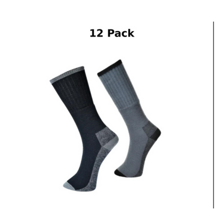 Portwest Mens Work Sock 12 Pack Cushioned Sole Comfort Durable Reinforced SK33-KarWorkwear