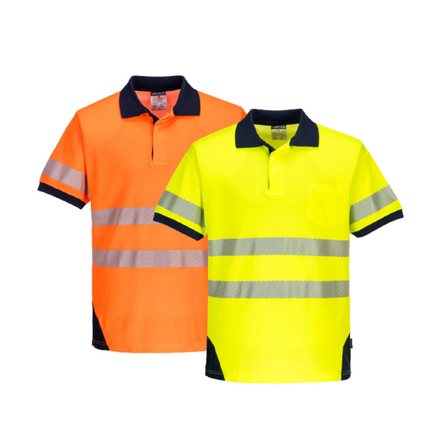 Portwest PW3 Hi-Vis Polo Shirt S/S Breathable 2 Tone Reflective Work Safety T182-KarWorkwear