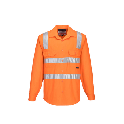 Portwest Hi-Vis Regular Weight Long Sleeve Shirt with Tape over Shoulder MS191-KarWorkwear