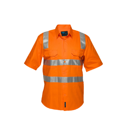 Portwest Hi-Vis Regular Weight Short Sleeve Shirt with Tape over Shoulder MS192-KarWorkwear