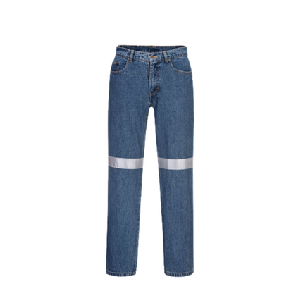 Portwest Denim Pants with Tape Pre Shrunk Reflective Tape Straight Pant MW169-KarWorkwear