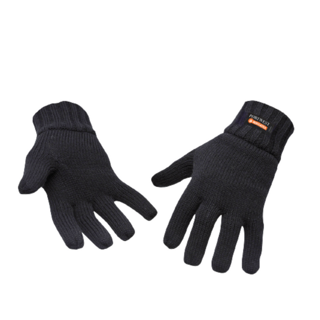 Portwest Knit Glove Insulatex Lined Warm Comfort Black Knitted Cuff GL13-KarWorkwear