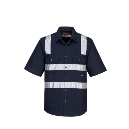 Portwest Brisbane Shirt, Short Sleeve, Regular Weight Reflective Work MS909-KarWorkwear