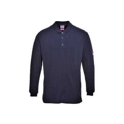 Portwest Flame Resistant Anti-Static Long Sleeve Polo Shirt Ribbed Collar FR10-KarWorkwear