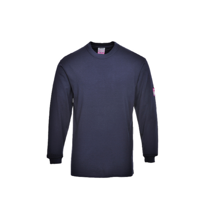 Portwest Flame Resistant Anti-Static Long Sleeve T-Shirt Navy Breathable FR11-KarWorkwear
