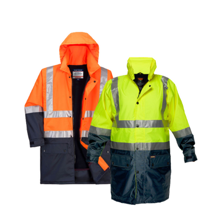 Portwest Fleece Lined Rain Jacket with Tape 2 Tone Reflective Work Safety MJ208-KarWorkwear