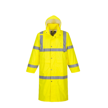 Portwest Hi-Vis Coat 122cm Waterproof Reflective Taped Work Safety H445-KarWorkwear