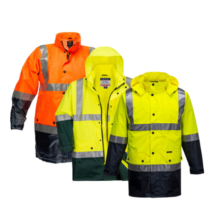 Portwest Mens Eyre Jacket Hi-Vis Day Or Night Lightweight Waterproof Work MJ306-KarWorkwear