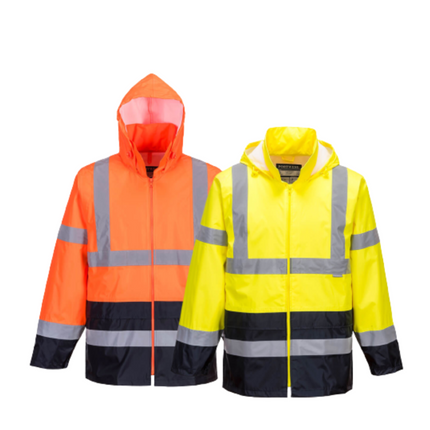 Portwest Mens Hi-Vis Classic Contrast Rain Jacket Reflective Work Safety H443-KarWorkwear