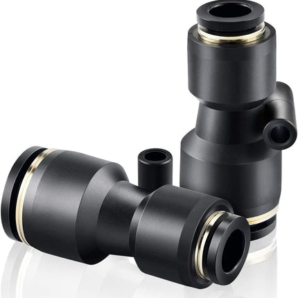 Black Straight 1/2 Inch Tube OD Push to Connect Tube Fittings Push Lock PU-1/2 (Pack of 2)