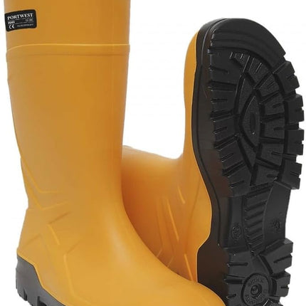 FD95 Steel Toecap PU Safety Wellington Boots S5 CI FO Yellow, 12