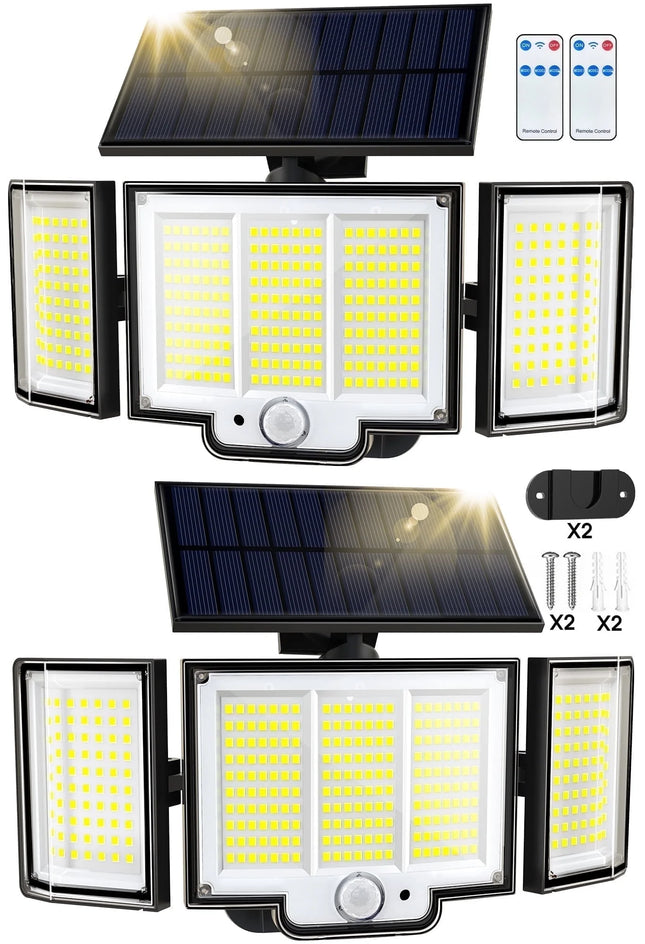 348 LED 3000LM Solar Motion Sensor Flood Lights, 2Pack