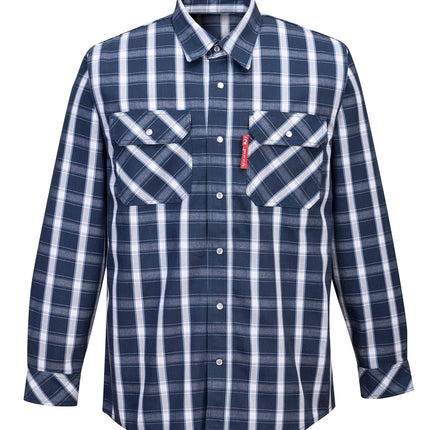 UFR97 Bizflame 88/12 FR Plaid Protective Safety Shirt Navy, Xx-Large