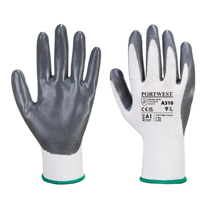 A310 Nitrile Work Gloves Flexible Grip Gray/White, Medium-KarWorkwear